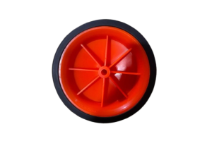 RODA LARANJA P/CARRINHO 140 MM RAIADA REFORCADA