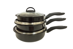 ESMALTE JOGO 03 FRIGIDEIRAS 22/24/26 PRETA TAMPA VIDRO