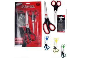 SQ2123 KIT COSTURA C/AGULHAS E TESOURAS 04 PECAS