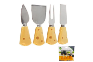 JOGO 4 TALHERES DE CORTAR QUEIJO ESPÁTULA, FACA, GARFO