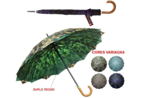 GUARDA CHUVA AUTOMÁTICO 16 VARETAS  105 CM DUPLO TECIDO