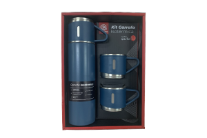 KIT GARRAFA ISOTERMICA INOX 500 ML COM 3 XICARAS